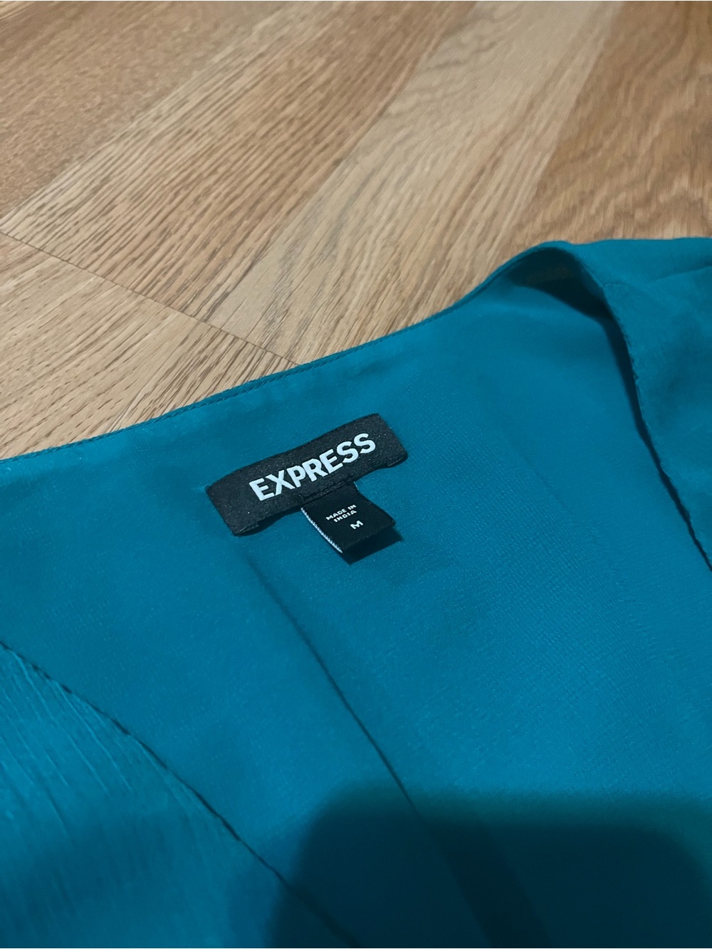 Express Teal Wrap Blouse with Tie Front - Picture 2 of 2